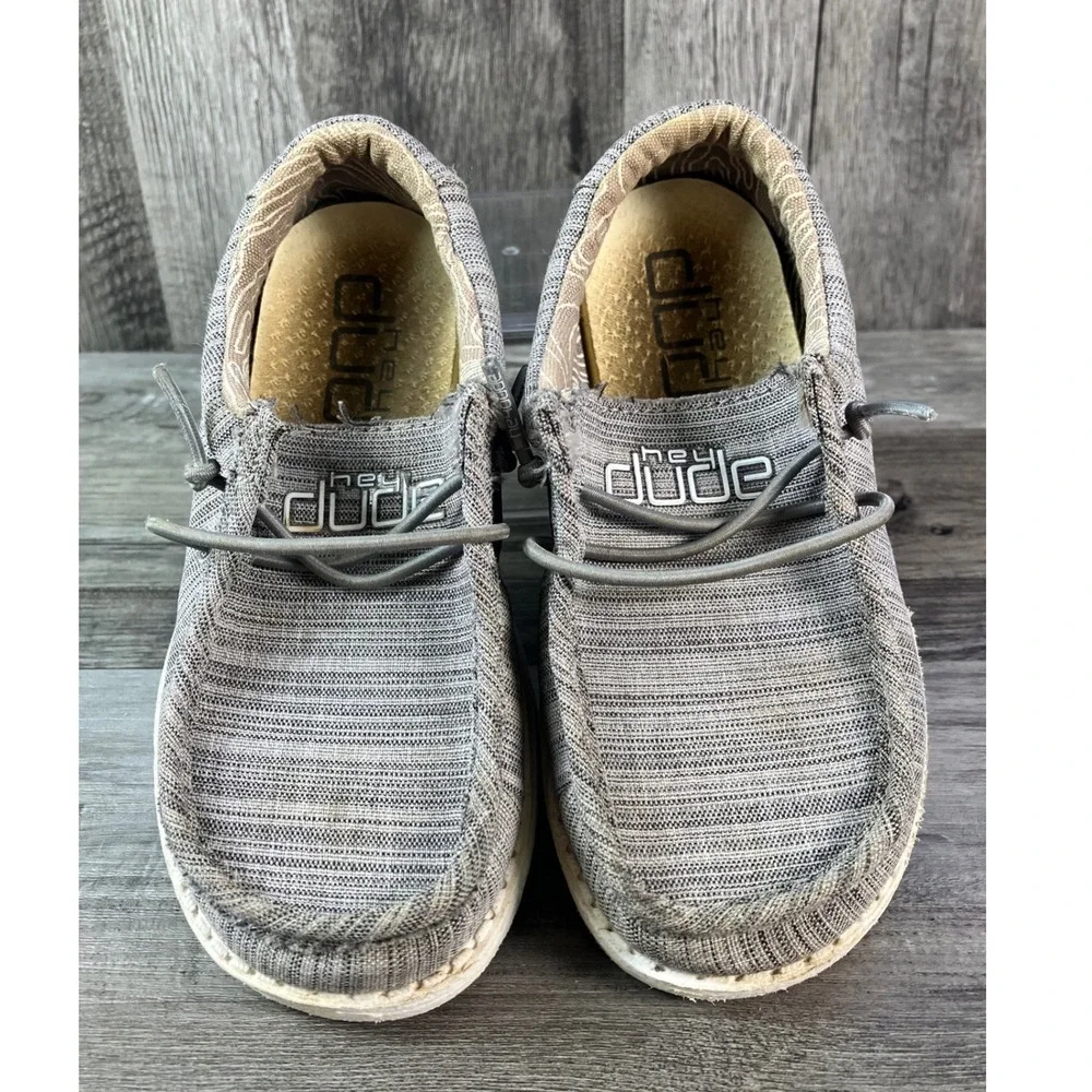 Hey Dude Wally Toddler Linen Stone Grey Loafers Slip On Shoes Size K9 160010704